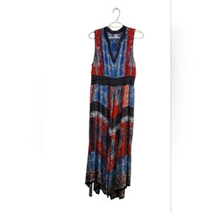 Bila Red and Blue Maxi Dress Size L